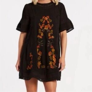 Free People Perfectly Victorian Embroidered
Mini Dress in Black Combo, M
